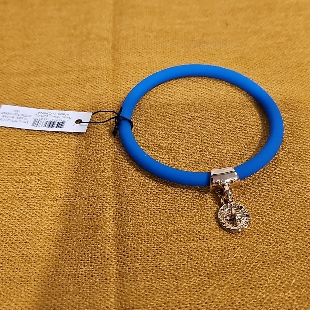Marc By Marc Jacobs Electric Blue Silicone Logo Charm Bracelet NWT